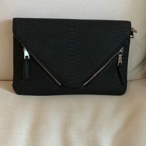 Black Faux Python Leather clutch